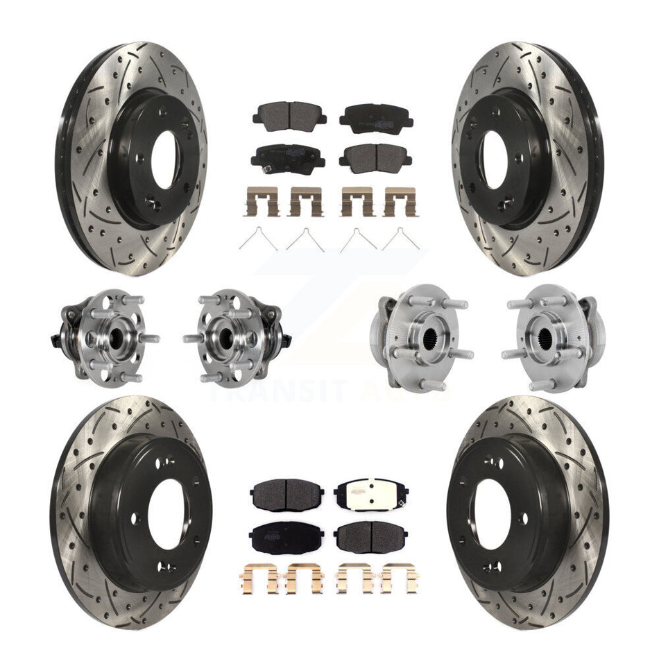 Front Rear Hub Bearing Coat Brake Rotor Pads Kit (10Pc) For 22 Hyundai Kona FWD with 2.0L KBB-131377
