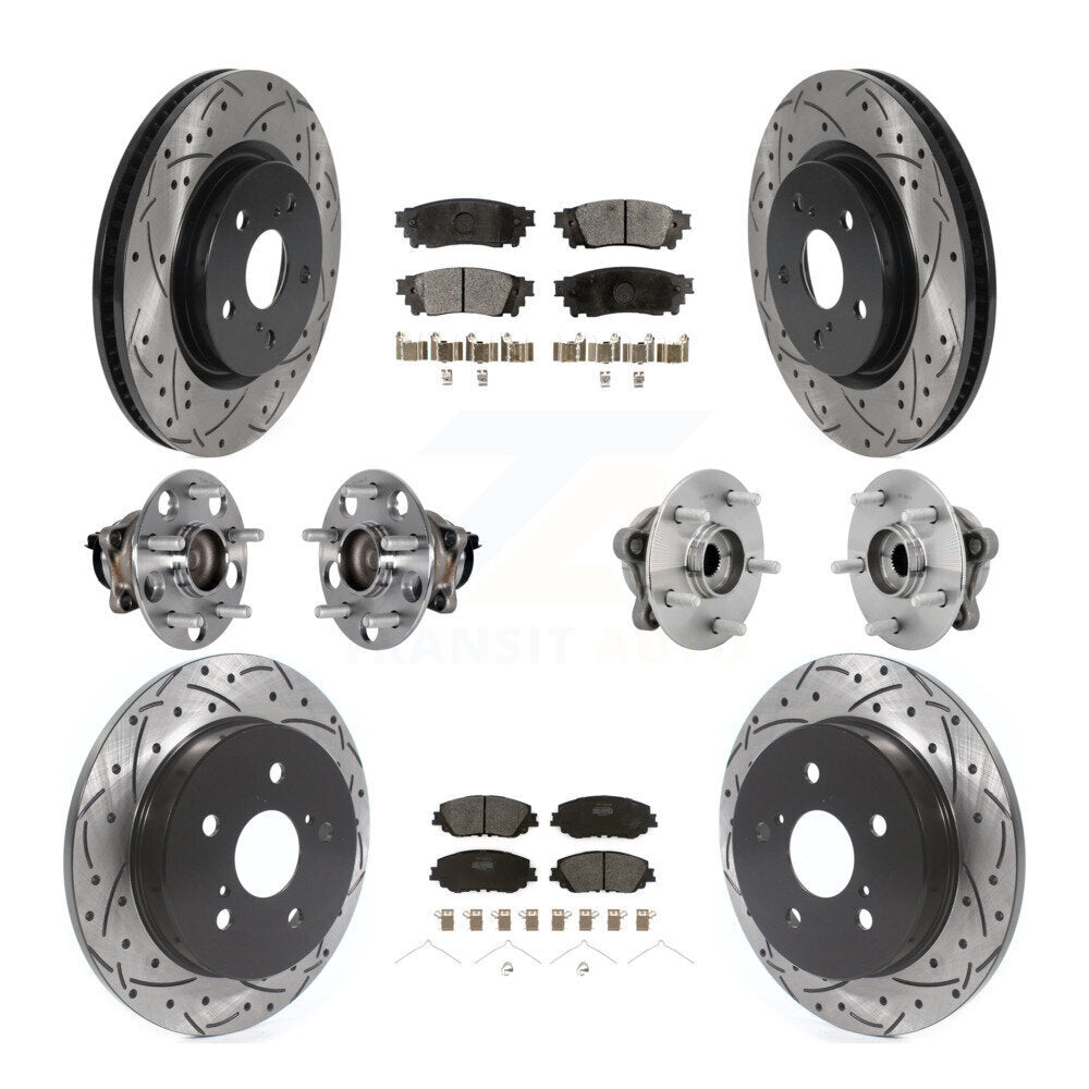 Front Rear Hub Bearings Coated Disc Brake Rotors And Pads Kit (10Pc) For Toyota C-HR KBB-131380