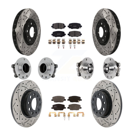Front Rear Hub Bearing Coated Brake Rotor Pads Kit (10Pc) For Jeep Renegade Fiat 500X FWD KBB-131381