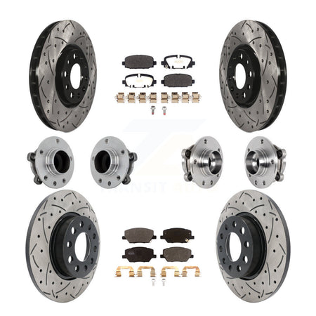 Front Rear Hub Bearings Coated Disc Brake Rotors And Pads Kit (10Pc) For Jeep Compass FWD KBB-131382
