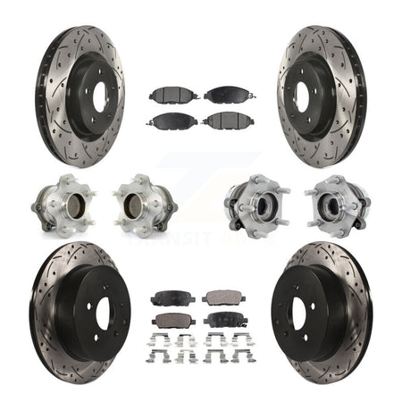 Front Rear Hub Bearing Coated Disc Brake Rotors And Pads Kit (10Pc) For Nissan Murano FWD KBB-131383