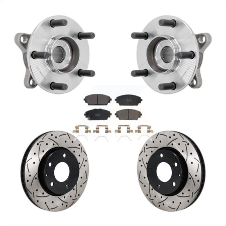 Front Hub Bearing Assembly Coat Drill Slot Brake Rotor Pads Kit For 2021-2022 Mazda 3 FWD KBB-131389