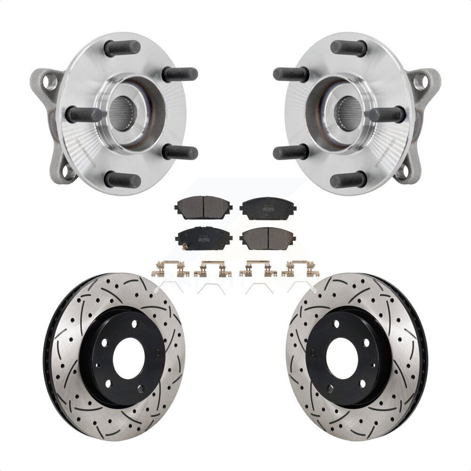 Front Hub Bearing Assembly Coat Drill Slot Brake Rotor Pads Kit For 2021-2022 Mazda 3 FWD KBB-131389