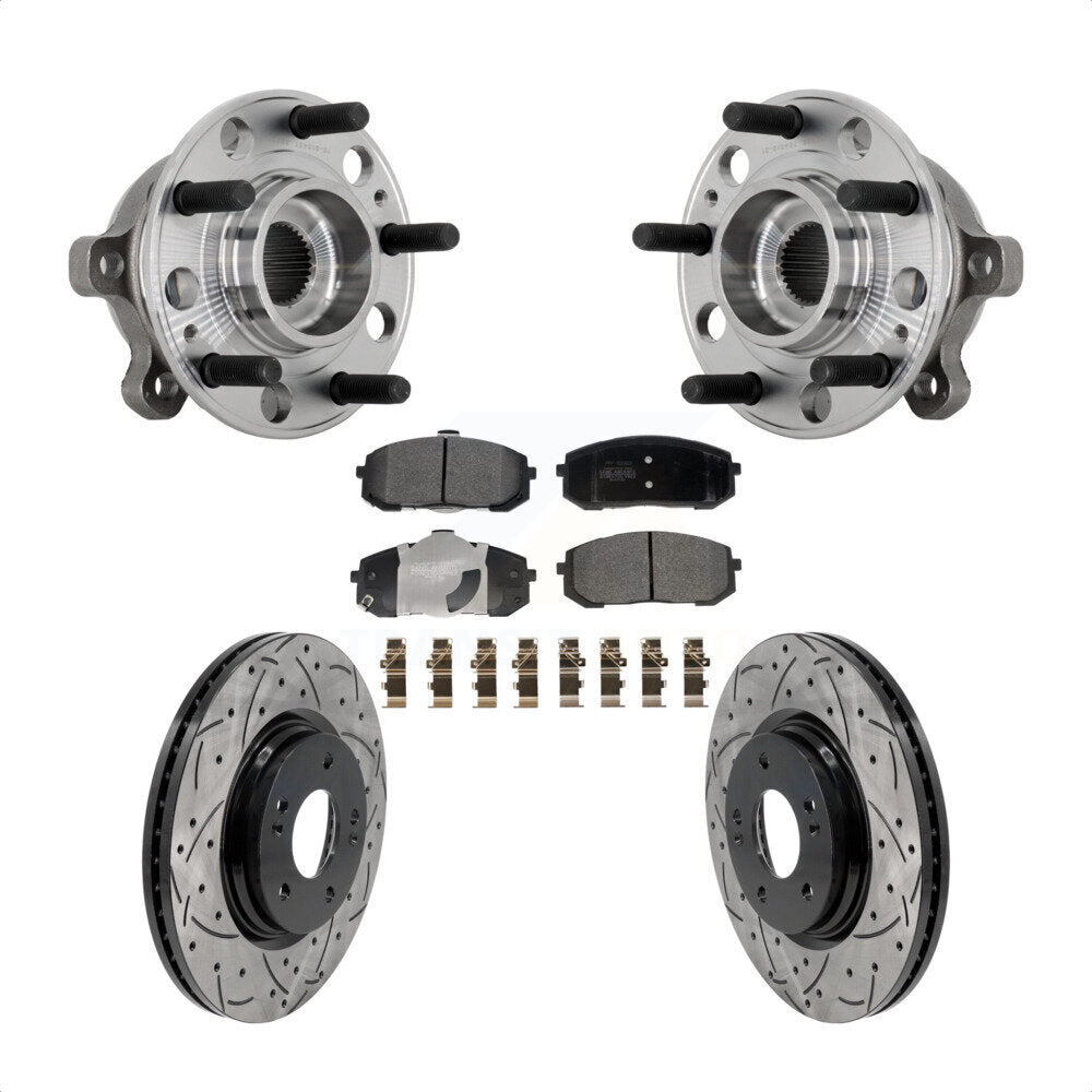 Front Hub Bearing Assembly Coat Drill Slot Brake Rotor Pads Kit For Hyundai Sonata Kia K5 KBB-131390