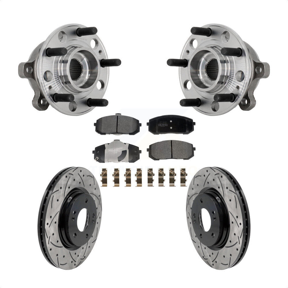Front Hub Bearing Assembly Coat Drill Slot Brake Rotor Pads Kit For Hyundai Sonata Kia K5 KBB-131390
