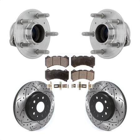 Front Hub Bearing Assembly Coat Drill Slot Brake Rotor Pad Kit For Chevrolet Camaro LT LS KBB-131396