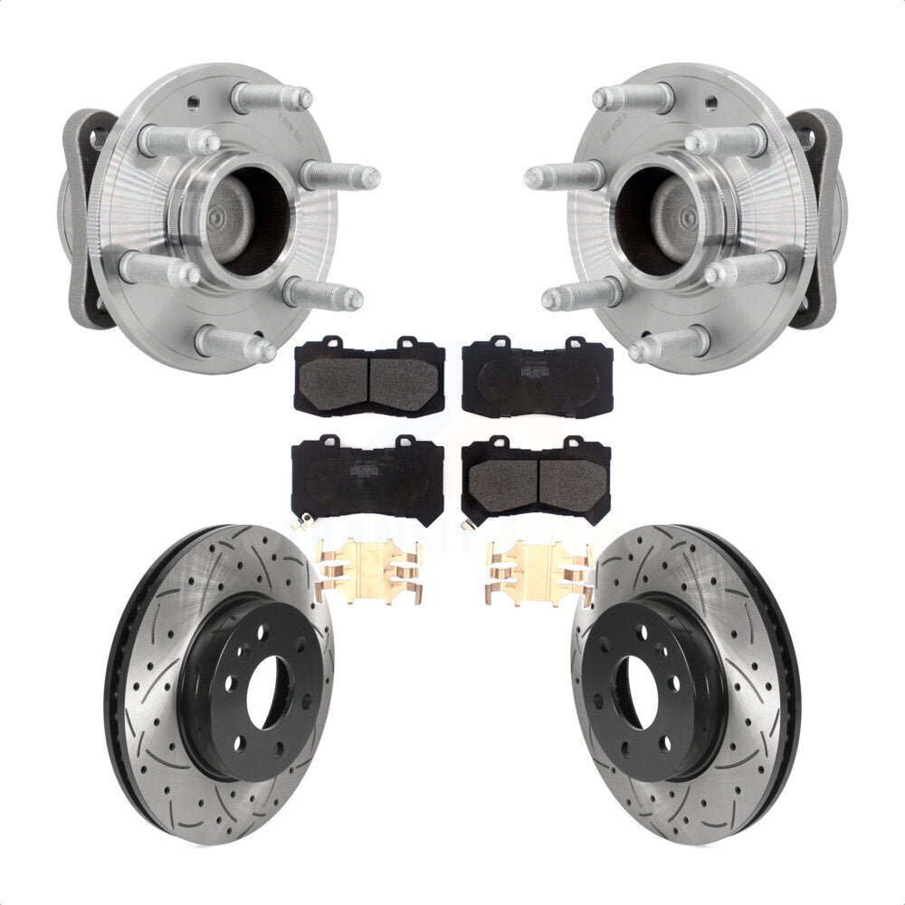 Front Hub Bearing Drilled Slot Brake Rotor Pads Kit For Chevrolet Colorado GMC Canyon RWD KBB-131397