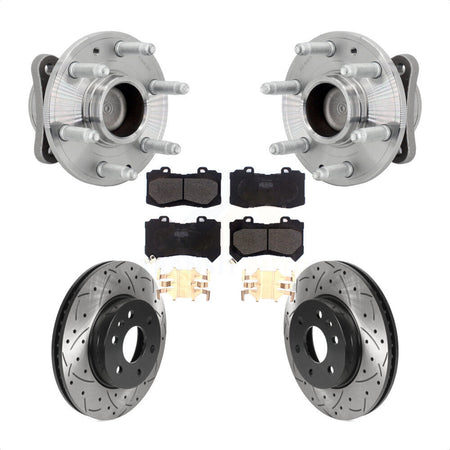 Front Hub Bearing Drilled Slot Brake Rotor Pads Kit For Chevrolet Colorado GMC Canyon RWD KBB-131397