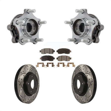 Front Hub Bearing Assembly Drilled Slot Brake Rotor & Pad Kit For 2019-2023 Nissan Altima KBB-131402