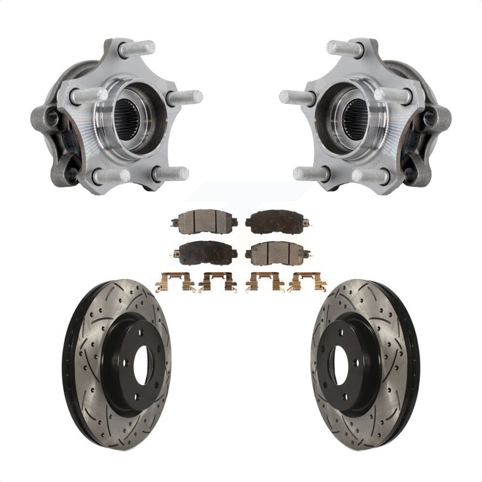 Front Hub Bearing Assembly Drilled Slot Brake Rotor & Pad Kit For 2019-2023 Nissan Altima KBB-131402