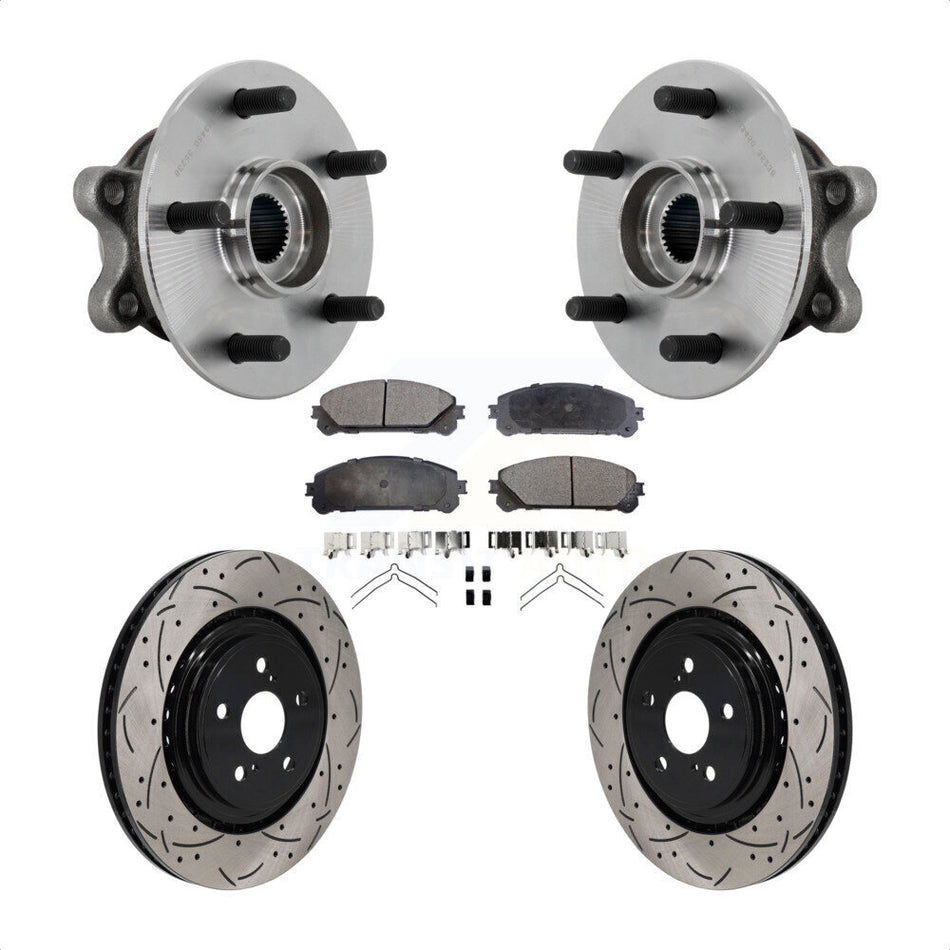 Front Hub Bearing Assembly Drill Slot Brake Rotor Pad Kit For 2020-2022 Toyota Highlander KBB-131403