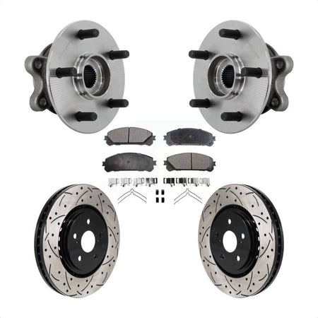 Front Hub Bearing Assembly Drilled Slot Brake Rotor & Pad Kit For 2021-2023 Toyota Sienna KBB-131404