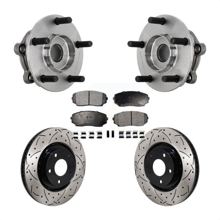 Front Hub Bearing Assembly Coated Drill Slot Brake Rotor Pad Kit For 2016-2023 Mazda CX-9 KBB-131408