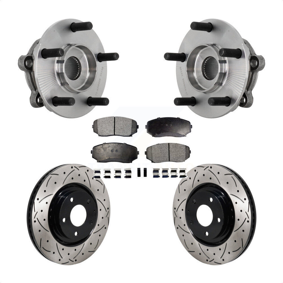 Front Hub Bearing Assembly Coated Drill Slot Brake Rotor Pad Kit For 2016-2023 Mazda CX-9 KBB-131408