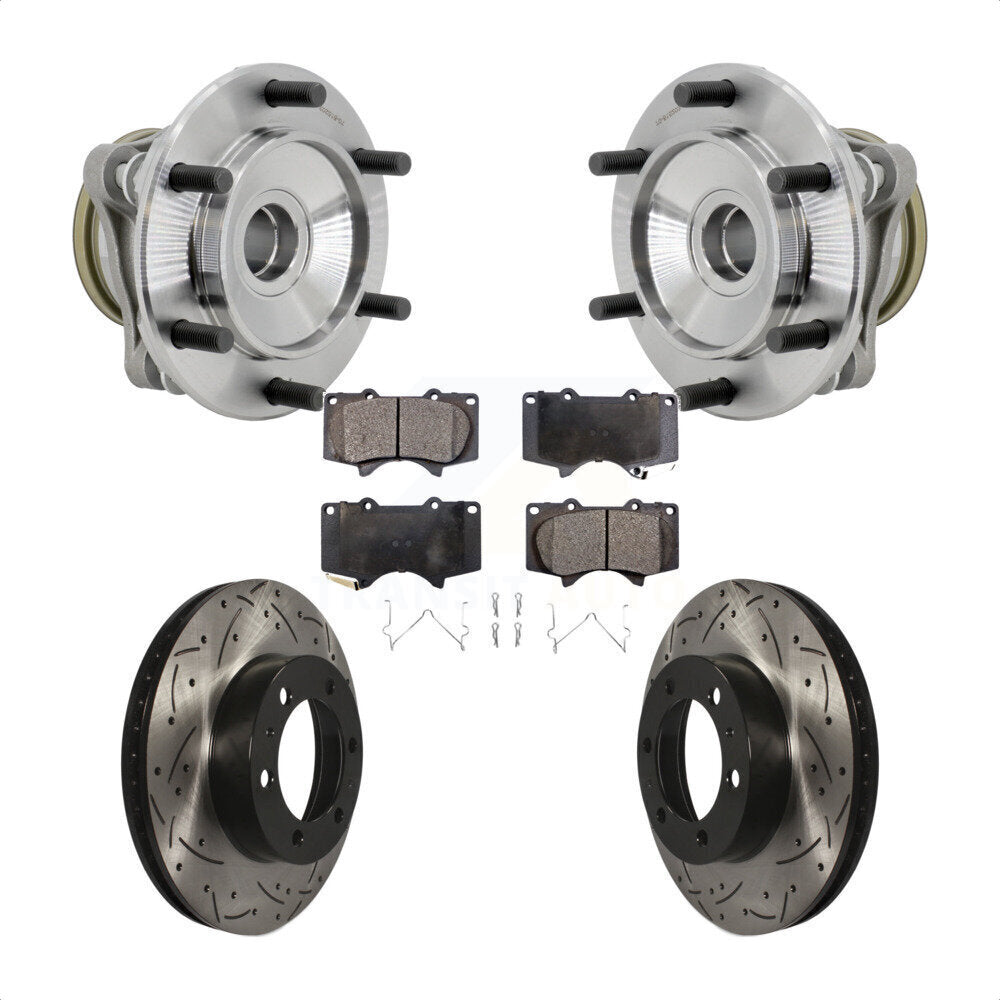 Front Hub Bearing Drilled Slot Brake Rotor & Pad Kit For Toyota Tacoma 4Runner FJ Cruiser KBB-131409