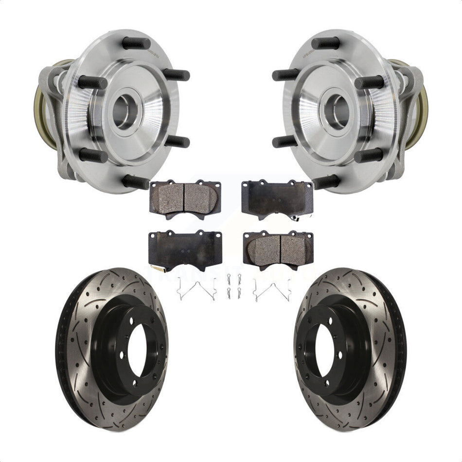 Front Hub Bearing Coated Drill Slot Brake Rotor Pads Kit For 2010-2021 Toyota 4Runner RWD KBB-131410