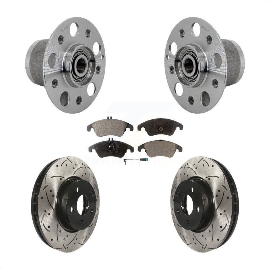 Front Hub Bearing Drill Slot Brake Rotor Pads Kit For Mercedes-Benz C300 E350 C350 SLC300 KBB-131412