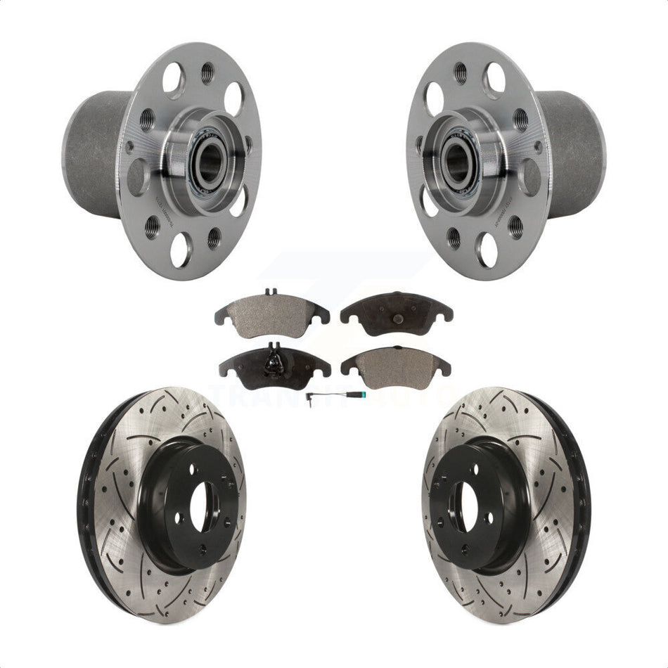 Front Hub Bearing Coated Drill Slot Brake Rotor Pads Kit For Mercedes-Benz E350 E400 E250 KBB-131413