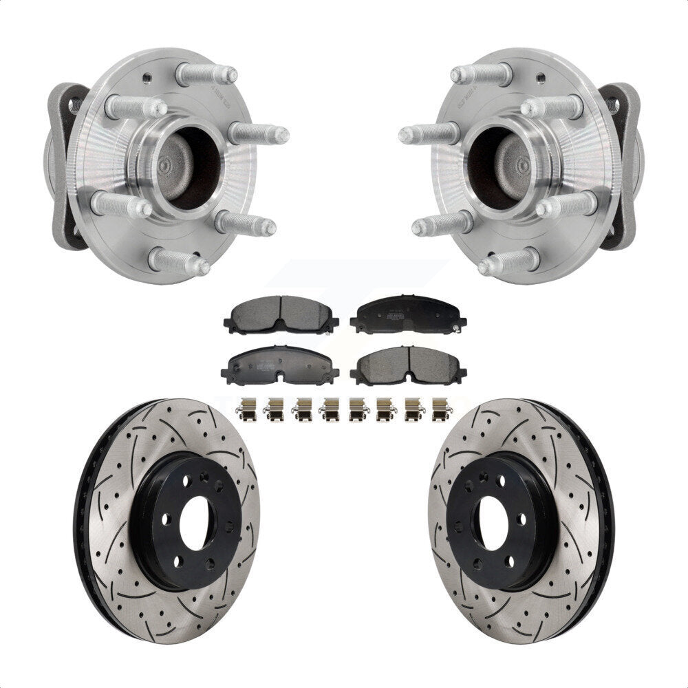 Front Hub Bearing Drilled Slot Brake Rotor Pads Kit For Chevrolet Colorado GMC Canyon RWD KBB-131415