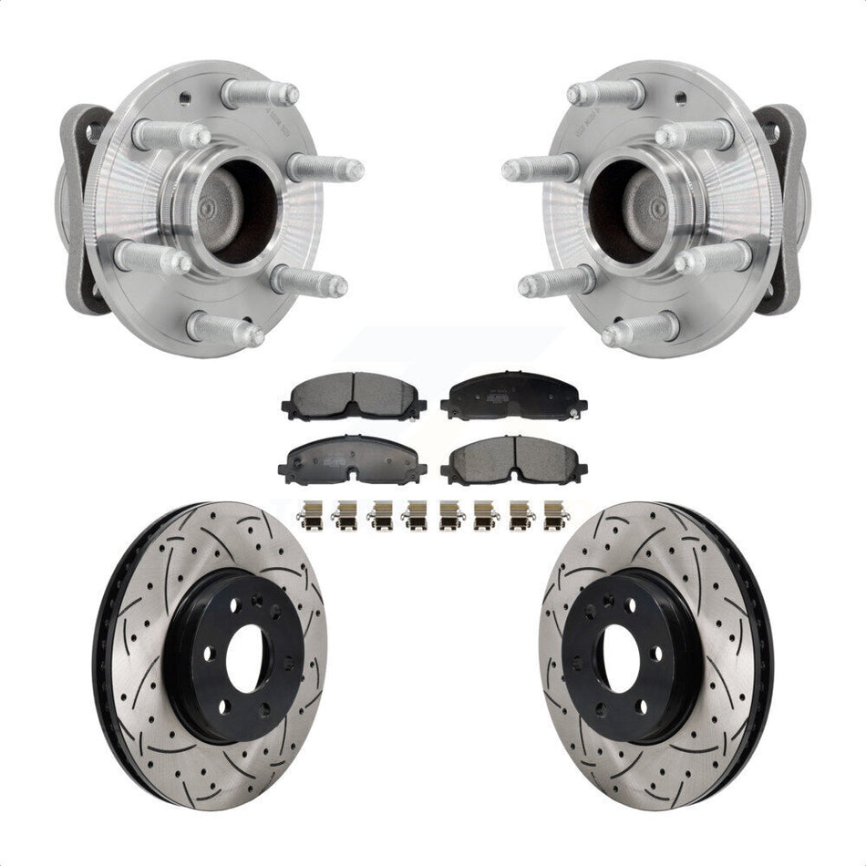 Front Hub Bearing Drilled Slot Brake Rotor Pads Kit For Chevrolet Colorado GMC Canyon RWD KBB-131415