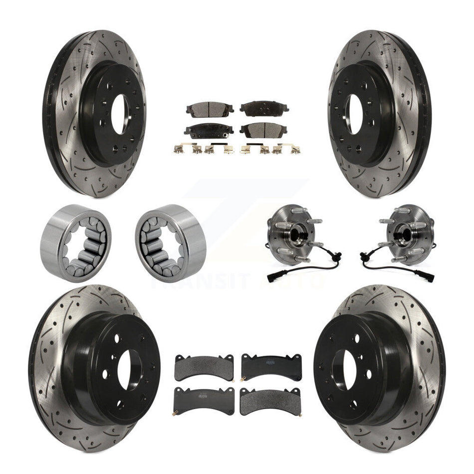 Front Rear Hub Bearing Coat Brake Rotor Pads Shoe Kit (10Pc) For GMC Sierra 1500 Yukon XL KBB-131417