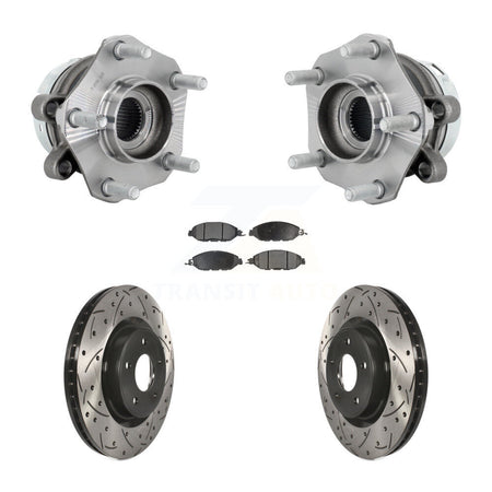 Front Hub Bearing Assembly Coated Drilled Slotted Brake Rotor & Pad Kit For Nissan Murano KBB-131421