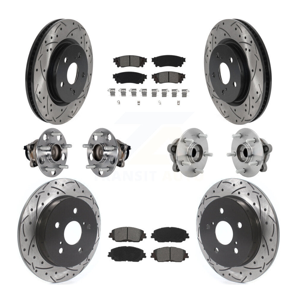 Front Rear Hub Bearings Coated Disc Brake Rotors And Pads Kit (10Pc) For Toyota C-HR KBB-131422