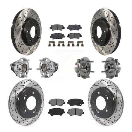 Front Rear Hub Bearings Coated Disc Brake Rotors And Pads Kit (10Pc) For Hyundai Veloster KBB-131423