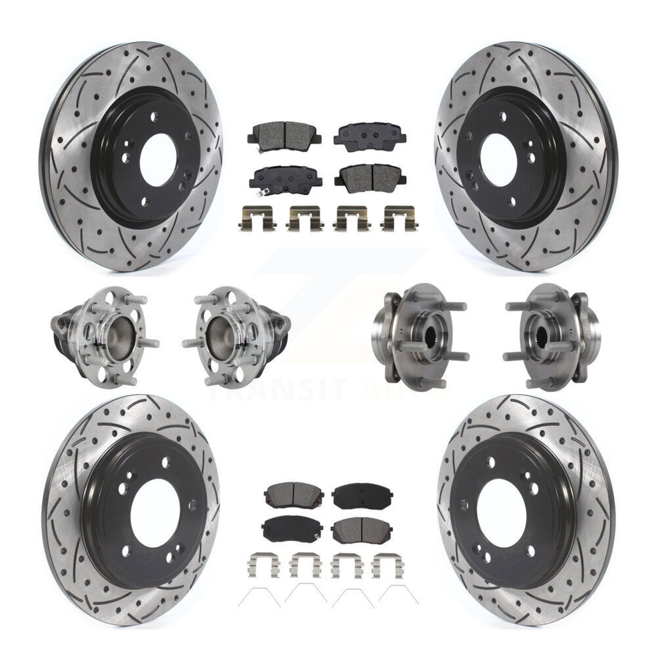 Front Rear Hub Bearing Coated Brake Rotor & Pad Kit (10Pc) For Kia Forte Hyundai Veloster KBB-131424