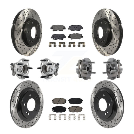 Front Rear Hub Bearing Coated Disc Brake Rotor And Pads Kit (10Pc) For Hyundai Elantra GT KBB-131427