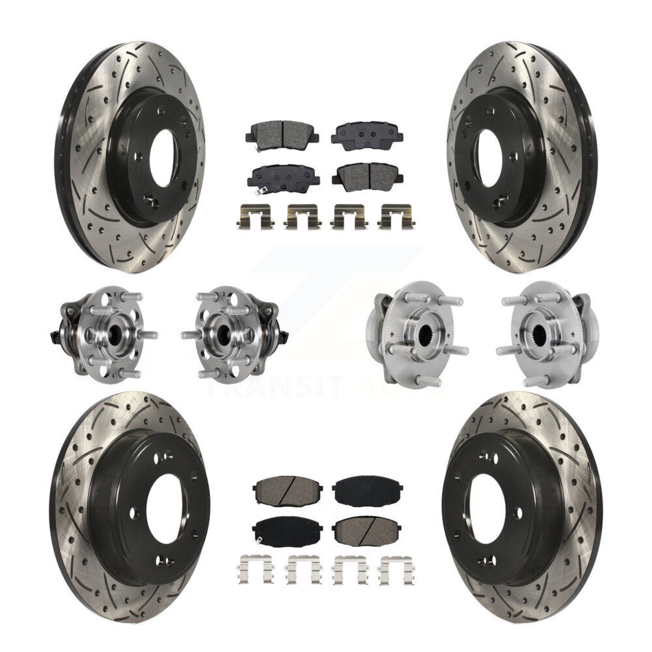 Front Rear Hub Bearing Coat Brake Rotor Pads Kit (10Pc) For 22 Hyundai Kona FWD with 2.0L KBB-131429