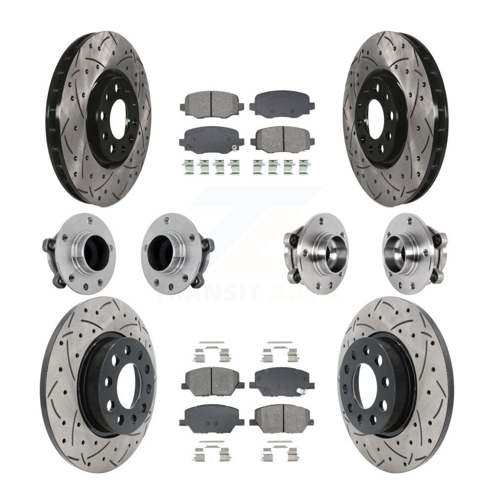 Front Rear Hub Bearing Coated Brake Rotor Pads Kit (10Pc) For Jeep Renegade Fiat 500X FWD KBB-131430