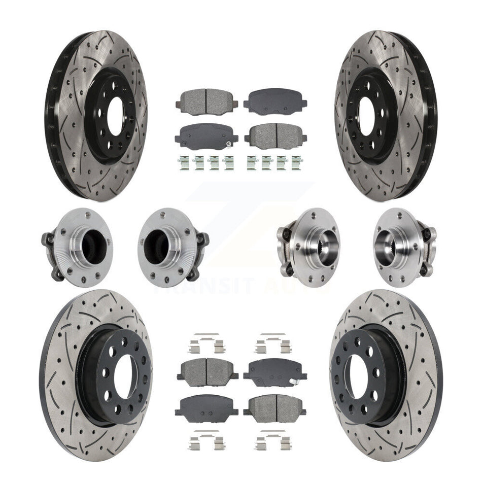 Front Rear Hub Bearing Coated Brake Rotor Pads Kit (10Pc) For Jeep Renegade Fiat 500X FWD KBB-131430