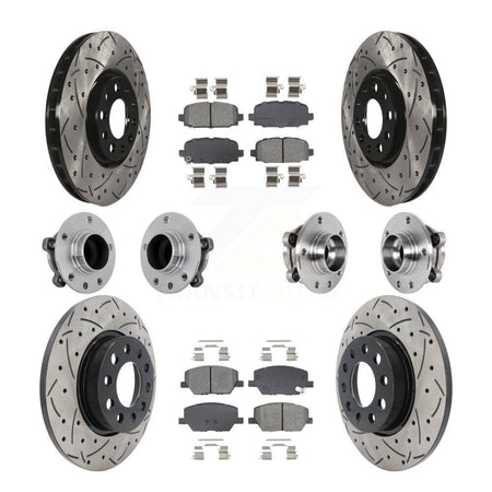 Front Rear Hub Bearings Coated Disc Brake Rotors And Pads Kit (10Pc) For Jeep Compass FWD KBB-131431