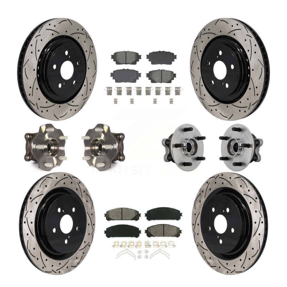 Front Rear Hub Bearing Coated Brake Rotor Pads Kit (10Pc) For 20-22 Toyota Highlander AWD KBB-131437