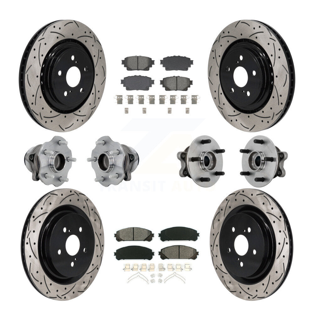 Front Rear Hub Bearing Coated Brake Rotor Pads Kit (10Pc) For 20-22 Toyota Highlander FWD KBB-131438