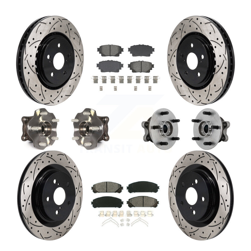 Front Rear Hub Bearing Coated Brake Rotor Pads Kit (10Pc) For 2021-2023 Toyota Sienna AWD KBB-131439
