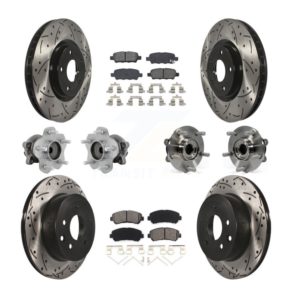 Front Rear Hub Bearing Coat Brake Rotor Pads Kit (10Pc) For Nissan Juke Nismo RS with FWD KBB-131440