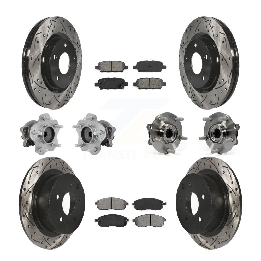 Front Rear Hub Bearings Coated Disc Brake Rotors And Pads Kit (10Pc) For Nissan Juke KBB-131441