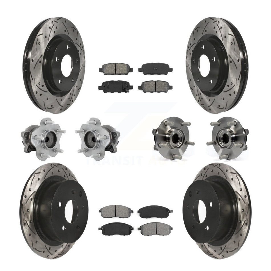 Front Rear Hub Bearings Coated Disc Brake Rotors And Pads Kit (10Pc) For Nissan Juke KBB-131441