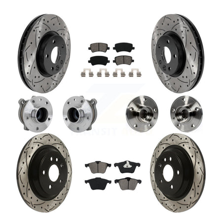 Front Rear Hub Bearing Assembly Coated Disc Brake Rotor And Pads Kit (10Pc) For Volvo V70 KBB-131443