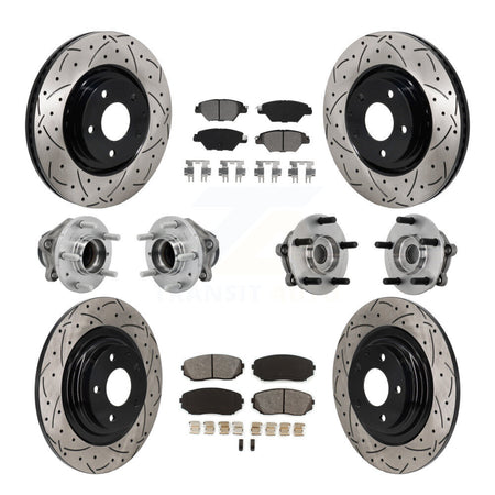 Front Rear Hub Bearing Coated Brake Rotor And Pad Kit (10Pc) For 2016-2021 Mazda CX-9 FWD KBB-131444