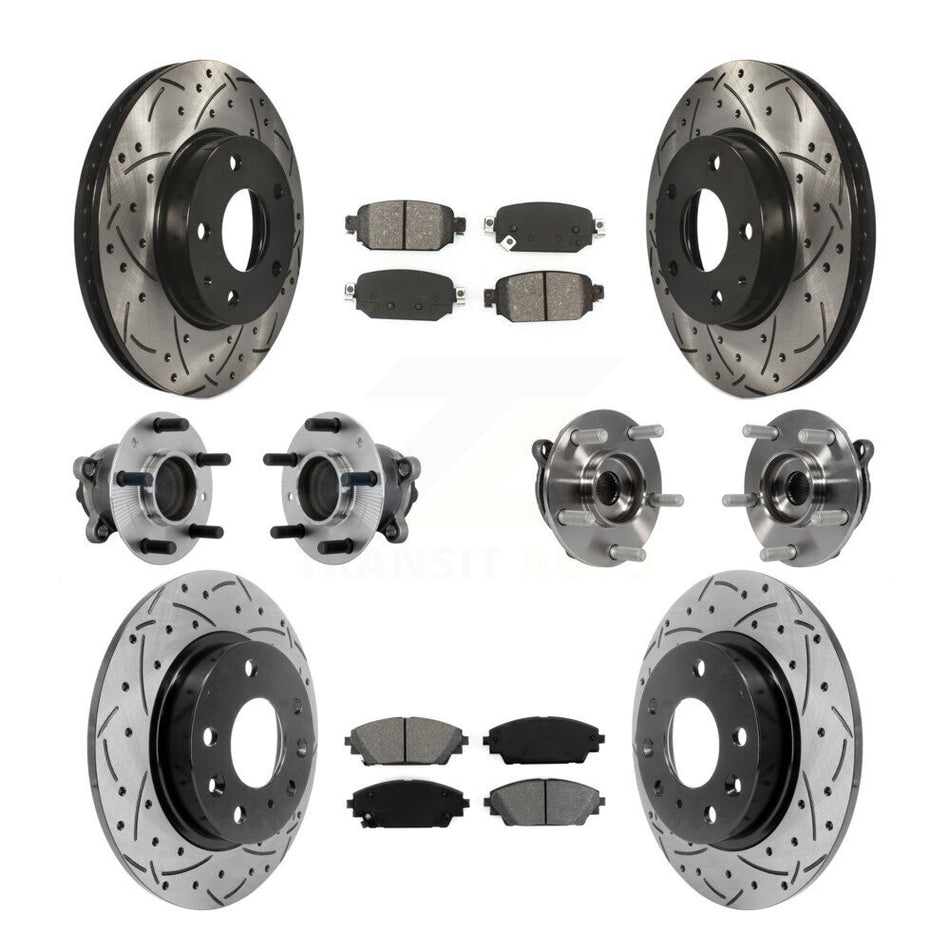 Front Rear Hub Bearing Coated Brake Rotor And Pad Kit (10Pc) For 2019-2021 Mazda CX-3 FWD KBB-131454