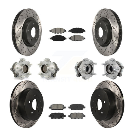 Front Rear Hub Bearing Coated Disc Brake Rotors And Pads Kit (10Pc) For Nissan Murano FWD KBB-131456