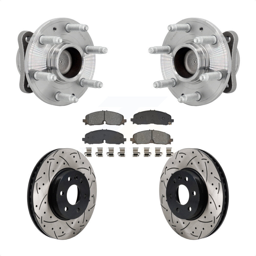 Front Hub Bearing Drilled Slot Brake Rotor Pads Kit For Chevrolet Colorado GMC Canyon RWD KBB-131458