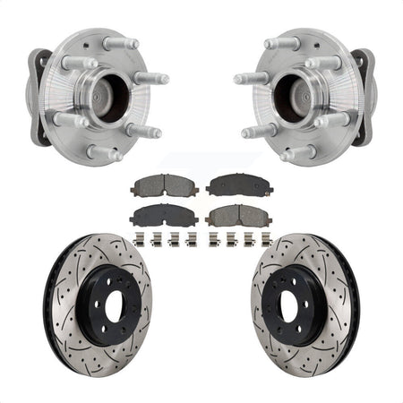 Front Hub Bearing Drilled Slot Brake Rotor Pads Kit For Chevrolet Colorado GMC Canyon RWD KBB-131458