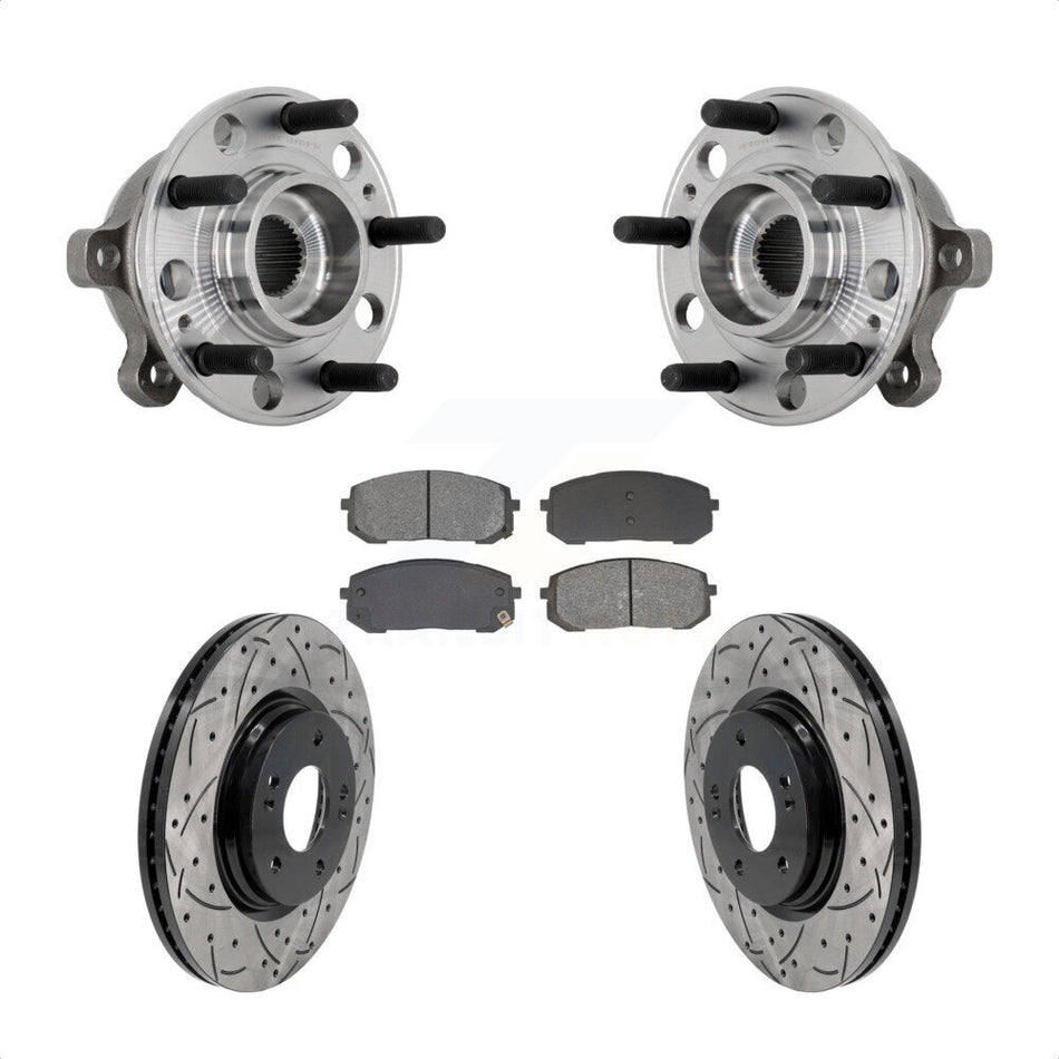 Front Hub Bearing Assembly Coat Drill Slot Brake Rotor Pads Kit For Hyundai Sonata Kia K5 KBB-131459