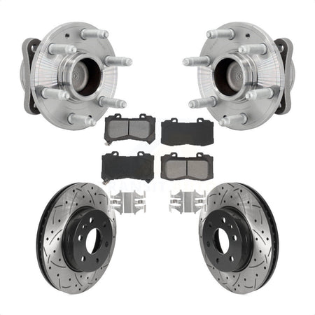 Front Hub Bearing Drilled Slot Brake Rotor Pads Kit For Chevrolet Colorado GMC Canyon RWD KBB-131460