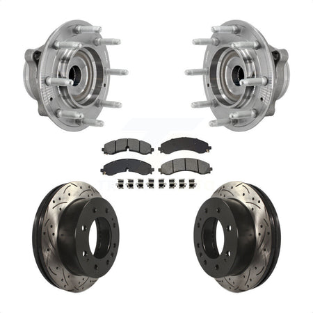 Front Hub Bearing Drill Slot Brake Rotor Pad Kit For GMC Chevrolet Silverado 2500 HD 3500 KBB-131462