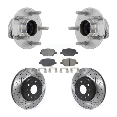 Front Hub Bearing Assembly Coated Drilled Slot Brake Rotor & Pad Kit For Chevrolet Camaro KBB-131463